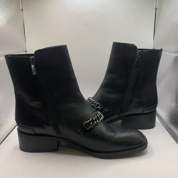 Franco Sarto Caleb Leather Booties square toe size 9M black leather mid ankle - Picture 8 of 9